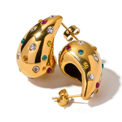 Confetti Drop Gold Stud Earrings