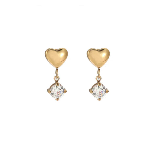 Heart Drop Zircon Earrings