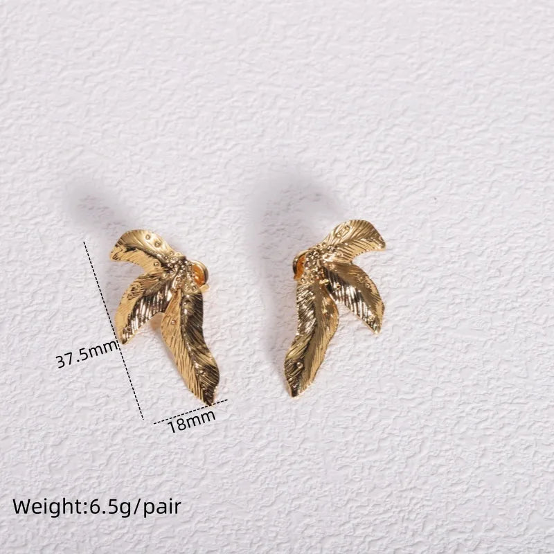 Golden Leaf Drop Studs