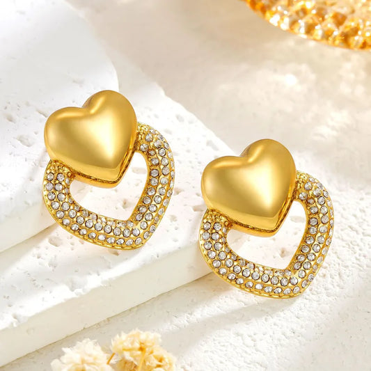 Celeste Heart Pavé Studs