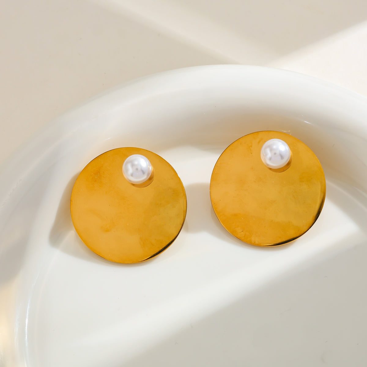 Pearl Disc Statement Studs