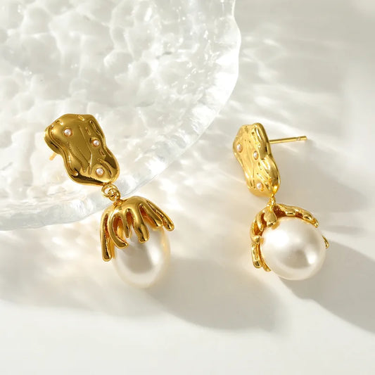 Pearl Bud Drop Earrings