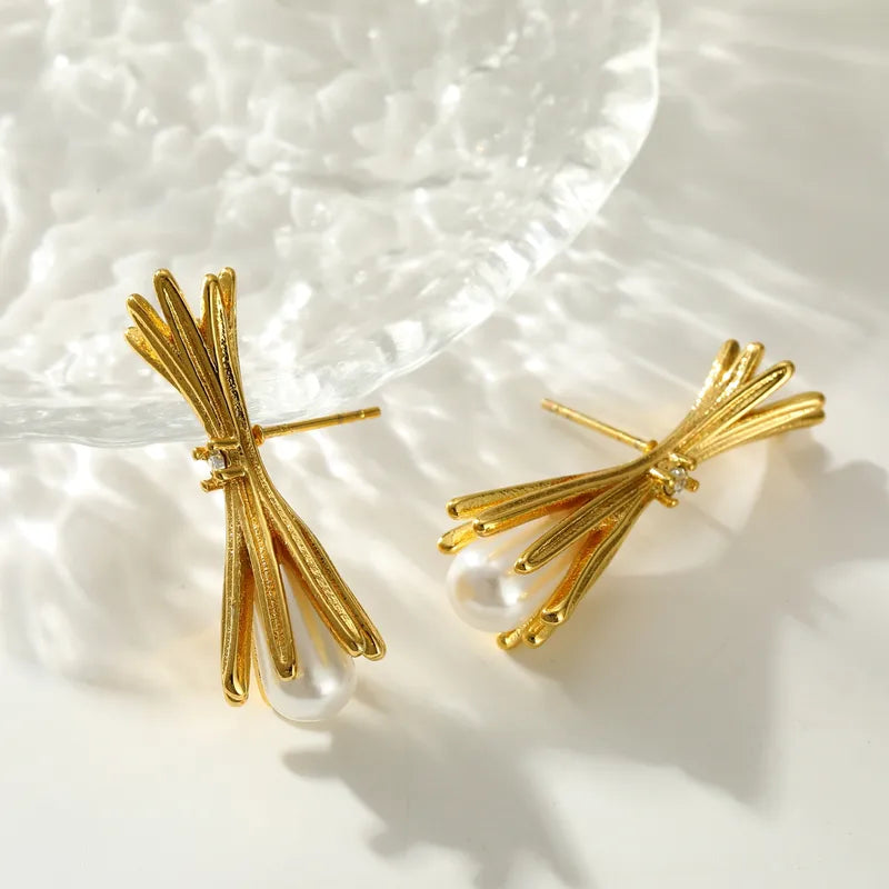 Pearl Fringe Stud Earrings