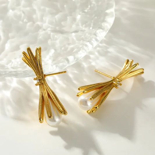 Pearl Fringe Stud Earrings