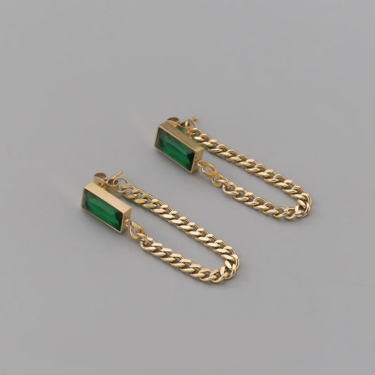 Emerald Spark Tassel Earrings