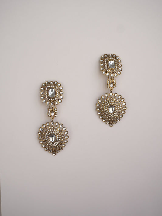 Noor Polki Double Drop Earrings