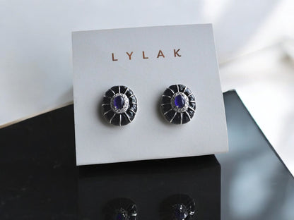 Enamel Diamond Stud Earrings