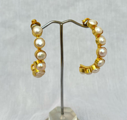 Real Pearl Hoops
