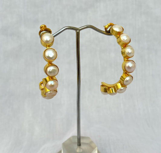 Real Pearl Hoops