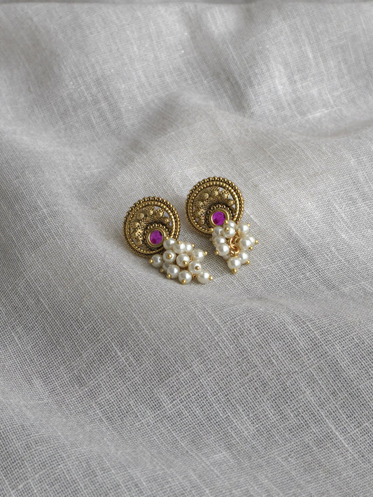 Nayra Pearl Temple Stud Earrings