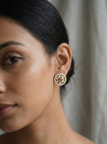 Diya Kundan Stud Earrings