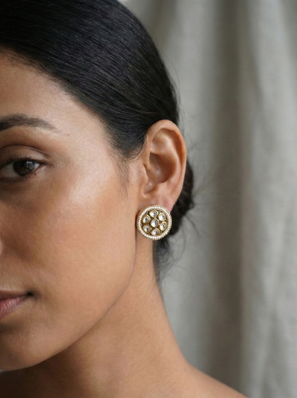 Diya Kundan Stud Earrings