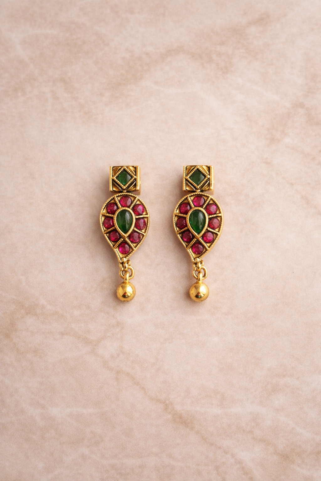 Navya Ruby Drop Stud Earrings