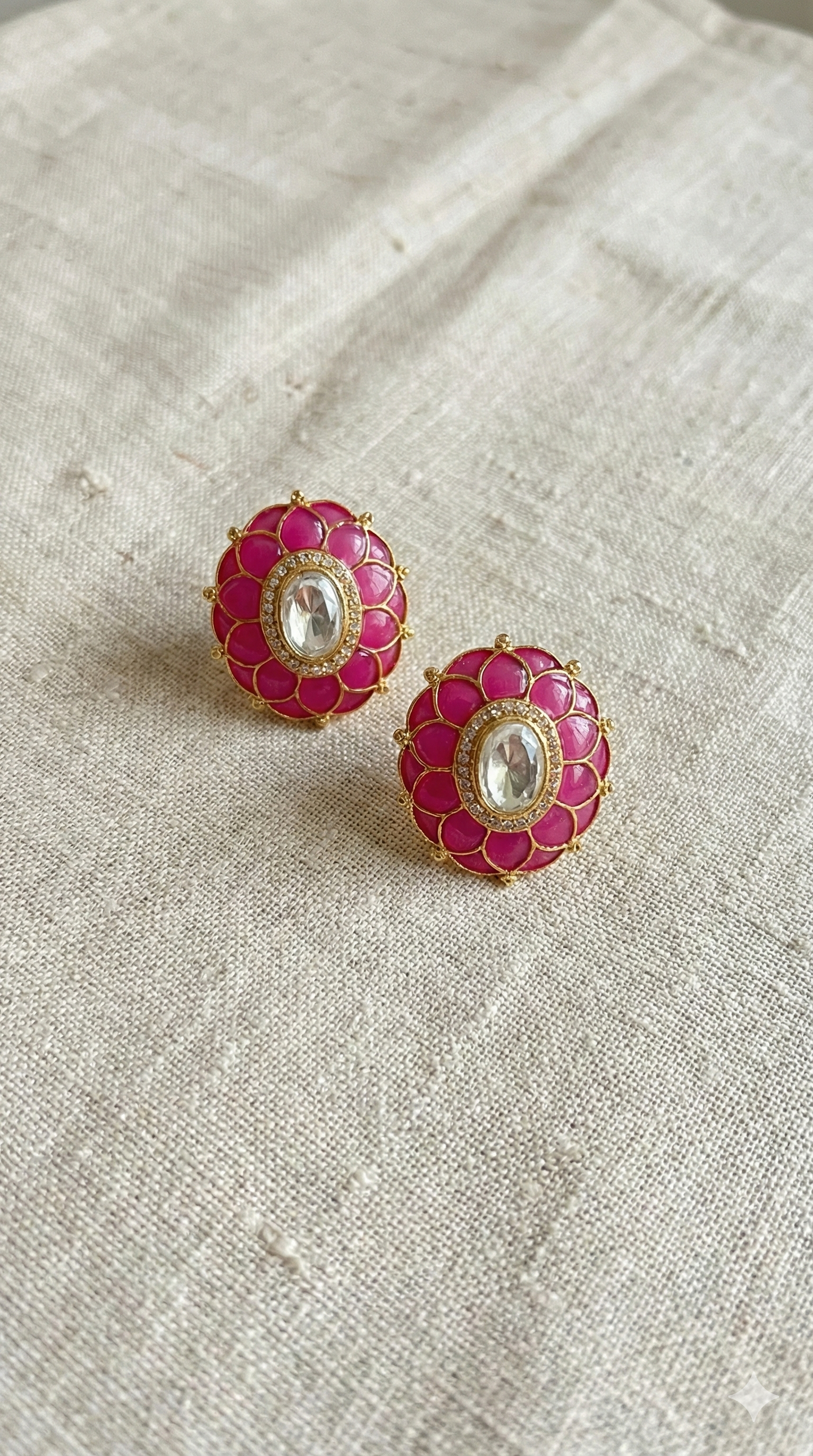 Pink Enamel Stud Earrings
