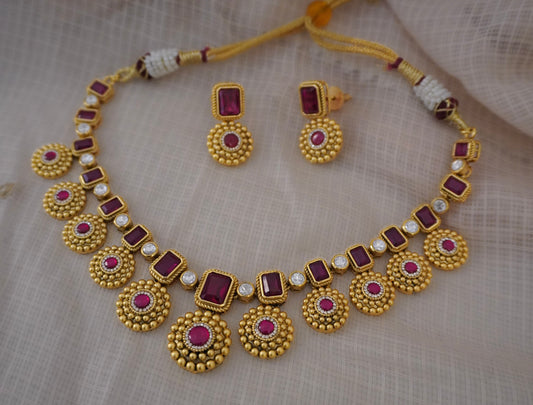 Sindhu Red Necklace Set