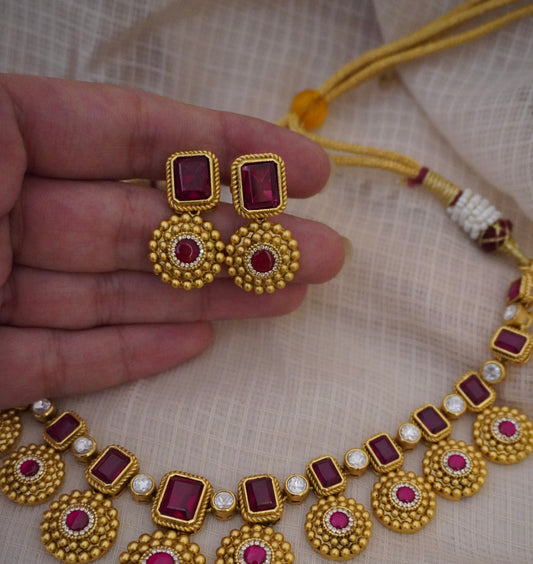 Sindhu Red Necklace Set