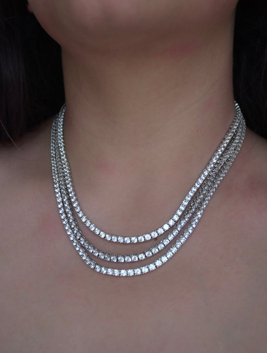 celestia triple row diamond necklace set with matching earrings by lylak
