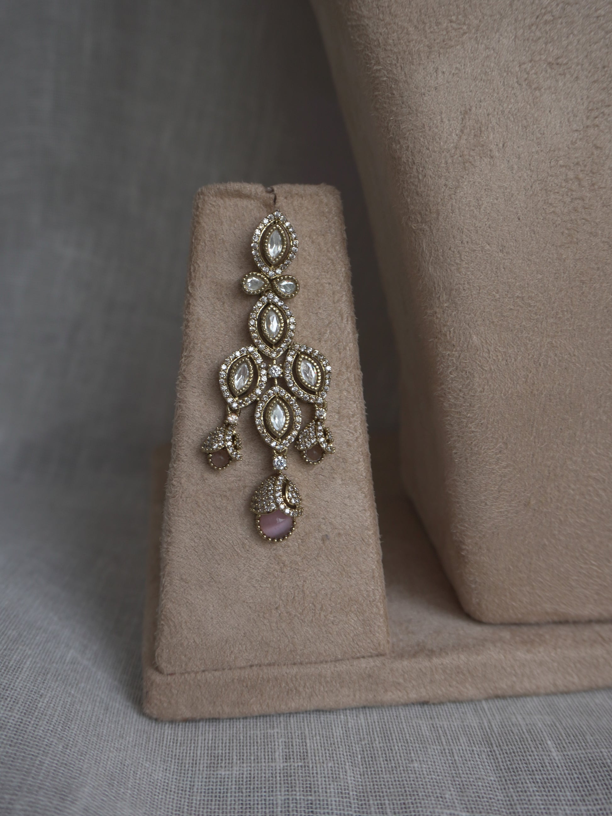 victorian polki necklace set with blush stone drops and matching earrings by lylak