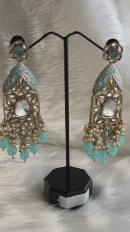 Mint Blue Meenakari Fusion Earrings